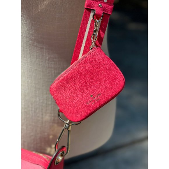 kate spade Rosie Canvas Crossbody Pink Peppercorn Coin Purse Extra Strap Dustbag - Picture 9 of 16